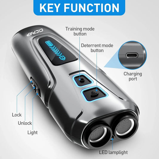 Dog Barking Control Devices Dual Sensor Anti Barking Device with Training/Deterrent Modes Dog Whistle to Stop Barking Ultrasonic Dog Barking Deterrent with LED Flashlight 35 ft Range, Rechargeable
