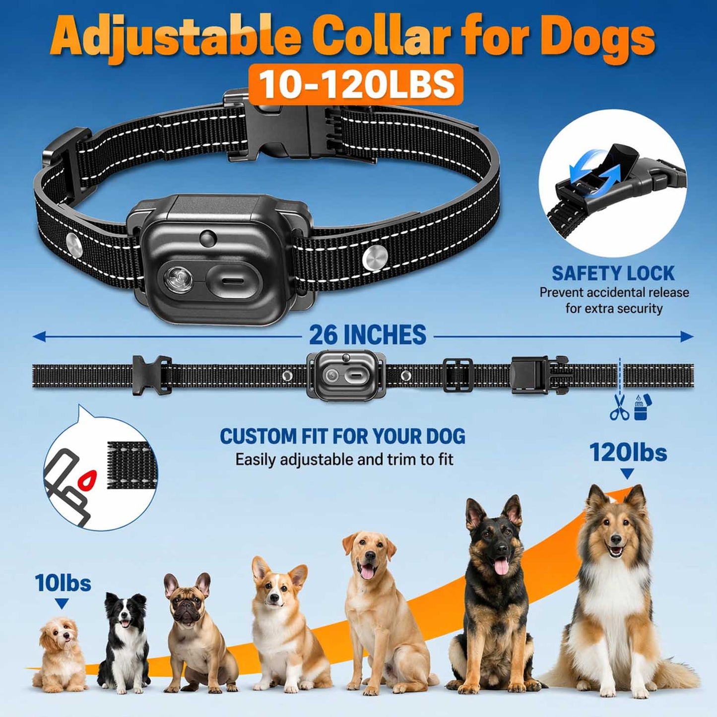 Dog Shock Collar 2 Dogs (10-120Lbs) - 3300ft Dog Training Collar with Remote, Real-time Dual-Channel Control with 3 Training Modes, IPX7 Waterproof E-Collar with Light