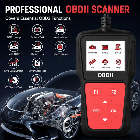 OBD2 Scanner Diagnostic Tool, Check Engine Code Reader with Battery Voltage Test, Live Data, I/M Readiness for 1996+ Vehicles