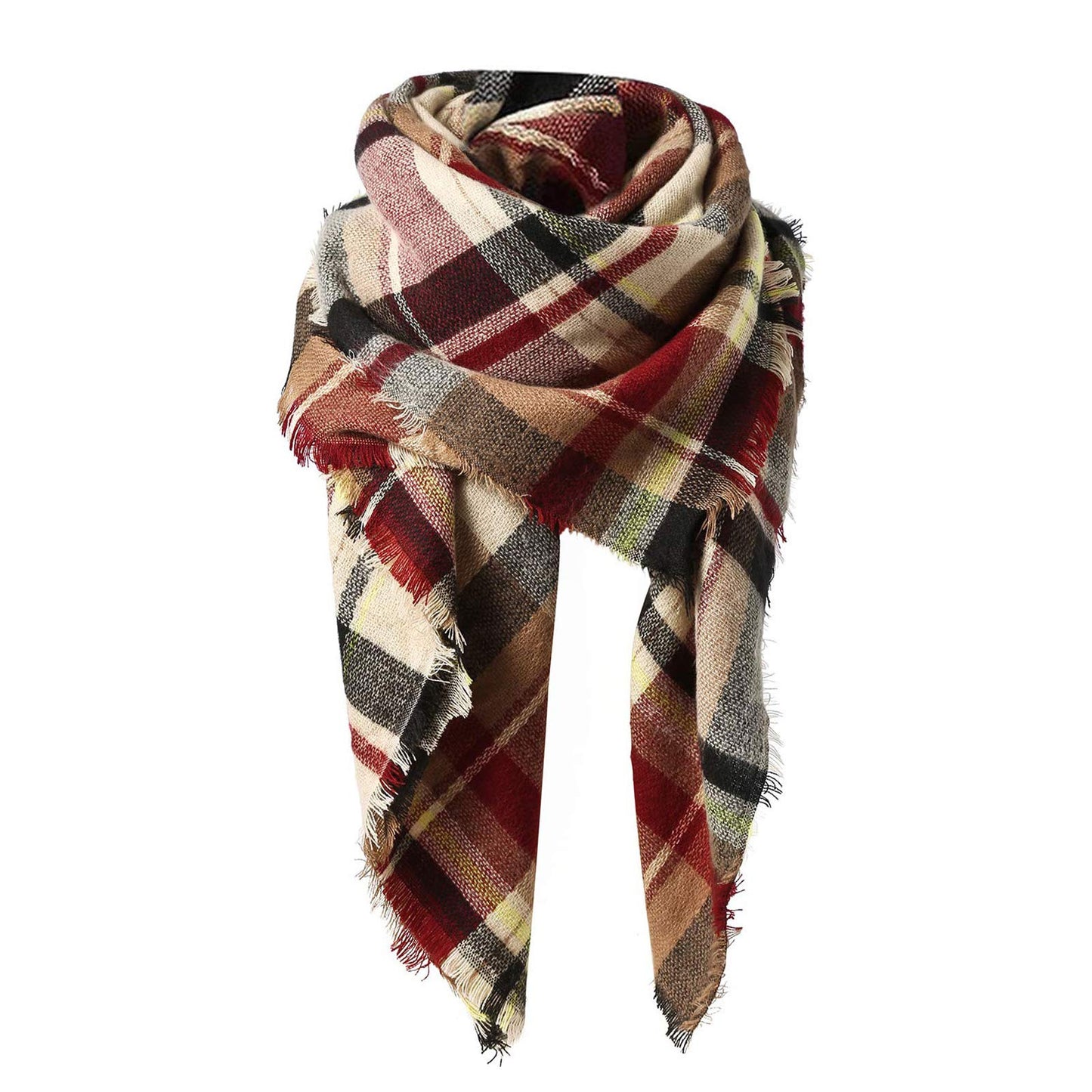 Trends Womens Fall Winter Scarf Plaid Tassel Soft Warm Blanket Scarves Womens Shawl Wraps