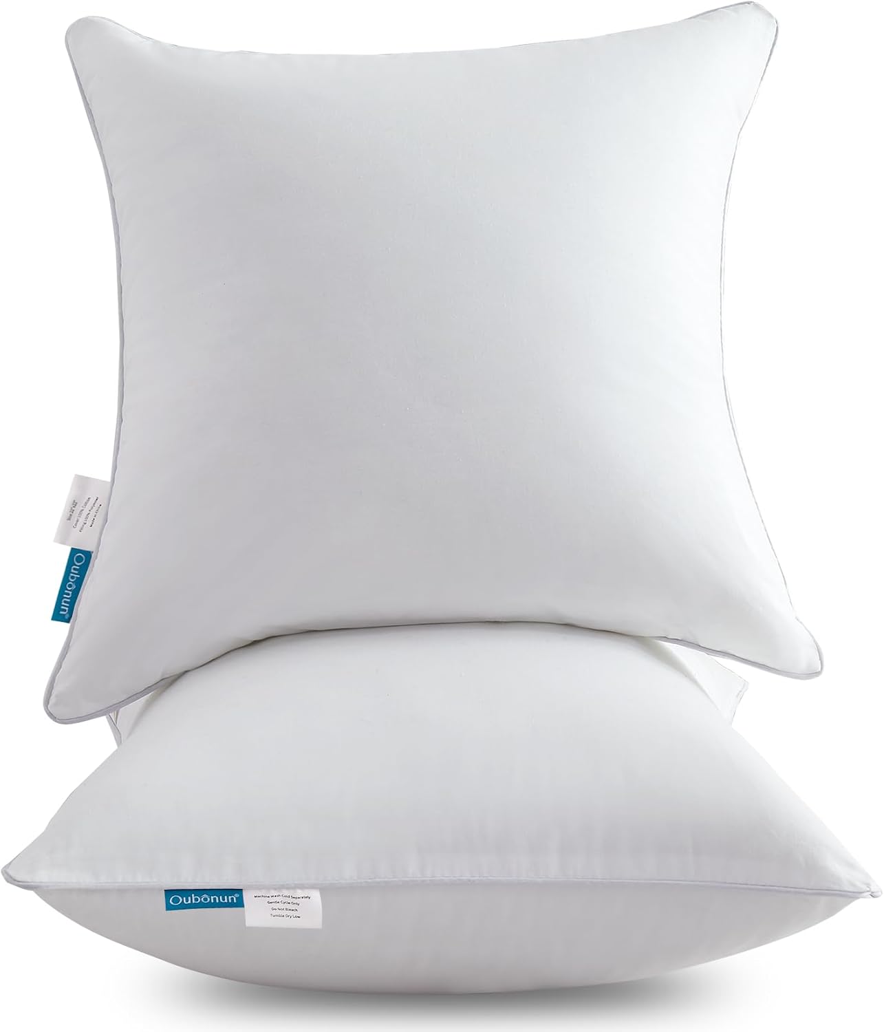 18x18 Pillow Inserts (Set of 2) - Throw Pillow Inserts with 100% Cotton Cover - 18 Inch Square Interior Sofa Pillow Inserts - Decorative Pillow Insert Pair - White Couch Pillow