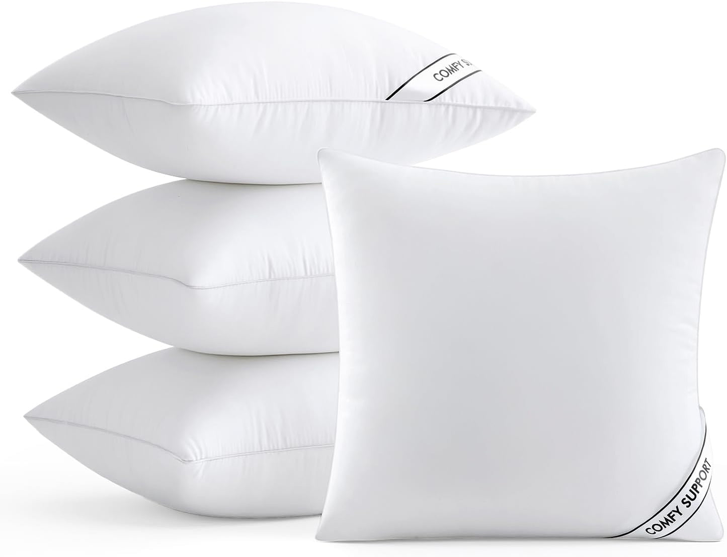 18x18 Inch Pillows Inserts, Pack of 4 Down Alternative Virgin Filling Comfy Support Throw Pillows for Sofa Couch Bed
