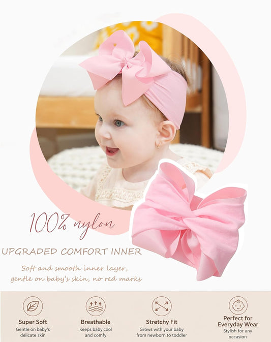 20pcs Baby Girls Bows Headbands Nylon Hairbands Ribbon Bow Elastic Hair Accessories for Newborns Infants Toddlers and Kids