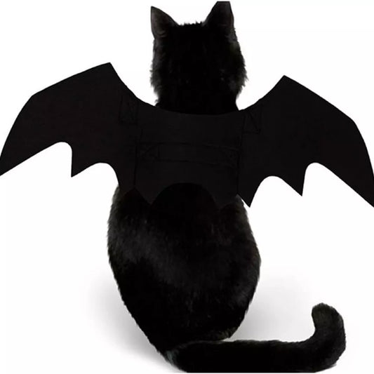 Halloween Bat Costume for Cats, Cute Halloween Decor, Adjustable Black Bat Wings Costume