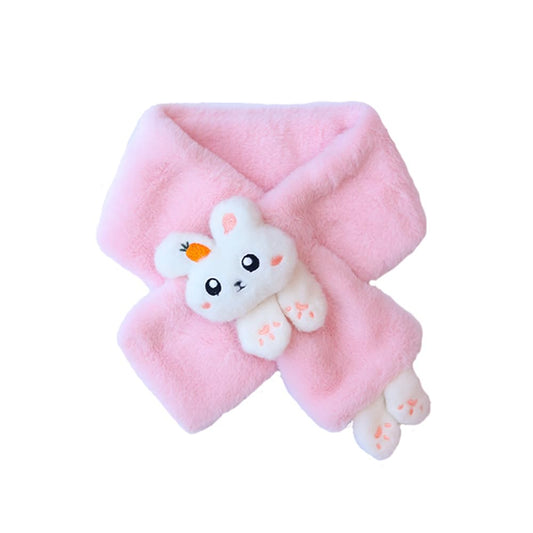 Toddler Girl Scarf Warmer Kids Bunny Scarves Outdoor Furry Rabbit For Children 2t 3t 4t 2-9Years