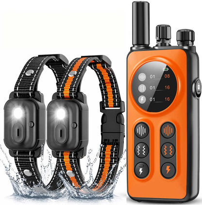 Dog Shock Collar 2 Dogs (10-120Lbs) - 3300ft Dog Training Collar with Remote, Real-time Dual-Channel Control with 3 Training Modes, IPX7 Waterproof E-Collar with Light