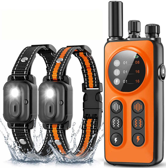 Dog Shock Collar 2 Dogs (10-120Lbs) - 3300ft Dog Training Collar with Remote, Real-time Dual-Channel Control with 3 Training Modes, IPX7 Waterproof E-Collar with Light