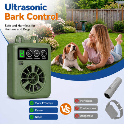 CICPAP Anti Barking Device for Dogs, Automatic Ultrasonic Dog Bark Deterrent with 4 Modes, 50FT Rechargeable Dog Bark Control Device, IPX4 Outdoor Indoor Stop Barking Device for Neighbor Dogs, Green