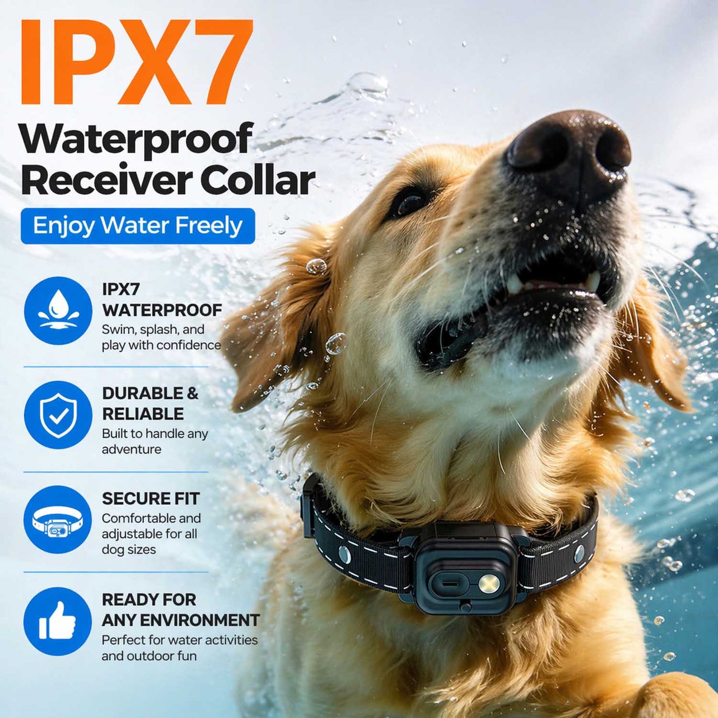 Dog Shock Collar 2 Dogs (10-120Lbs) - 3300ft Dog Training Collar with Remote, Real-time Dual-Channel Control with 3 Training Modes, IPX7 Waterproof E-Collar with Light