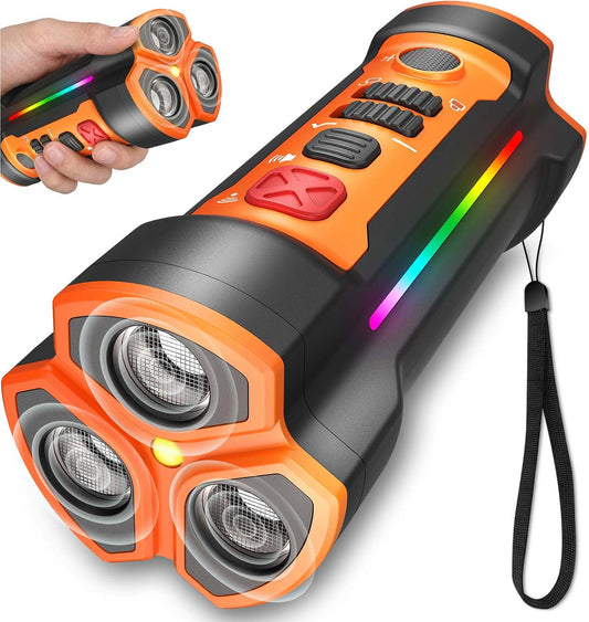 CICPAP Dog Bark Deterrent Device, 55FT 3X Sonic Heads Ultrasonic Anti Barking Device for Dogs, Rechargeable No-Shock Bark Control Training Tool with Flashlight, Indoor Outdoor
