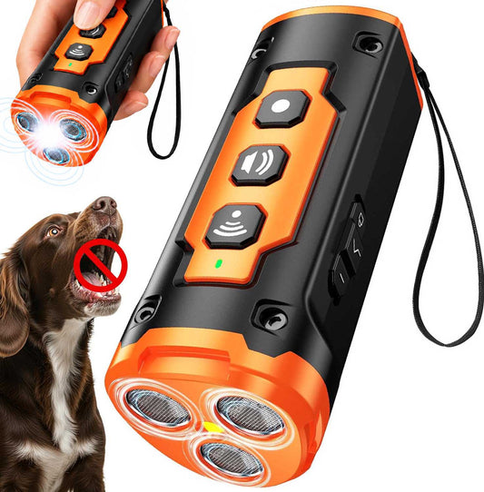 CICPAP Dog Bark Deterrent Device, 3 Sonic Heads Ultrasonic Anti Barking Device for Dogs, 50FT Range Rechargeable No Shock Dog Training Tool with Flashlight, Indoor Outdoor Bark Control