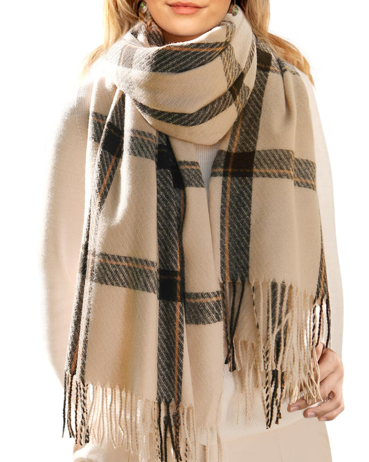 Winter Scarf for Women Shawl Soft Tassel Plaid Large Oversized Scarves Wraps