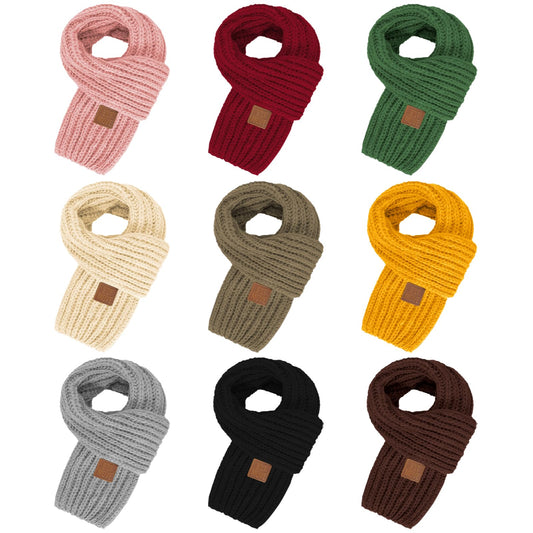 9 Pcs Warm Kids Winter Knit Scarves Toddler Knitted Warm Scarf Neck Warmer for Boys Girls