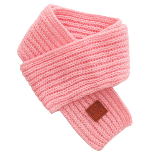 Pink Knitted Scarf Soft Warm Winter Neck Warmer for Girls Cozy Solid Color Knit Muffler Fashion Cold Weather Accessory