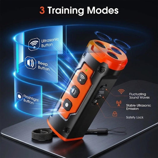CICPAP Dog Bark Deterrent Device, 3 Sonic Heads Ultrasonic Anti Barking Device for Dogs, 50FT Range Rechargeable No Shock Dog Training Tool with Flashlight, Indoor Outdoor Bark Control