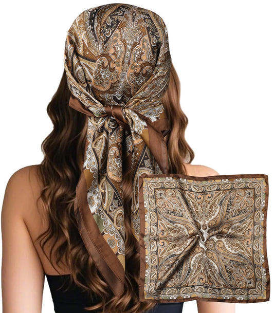 Head Hair Scarf for Women Like Satin Silk Scarf Bandana Hair Wrapping Night Large Square Scarves 27.5in