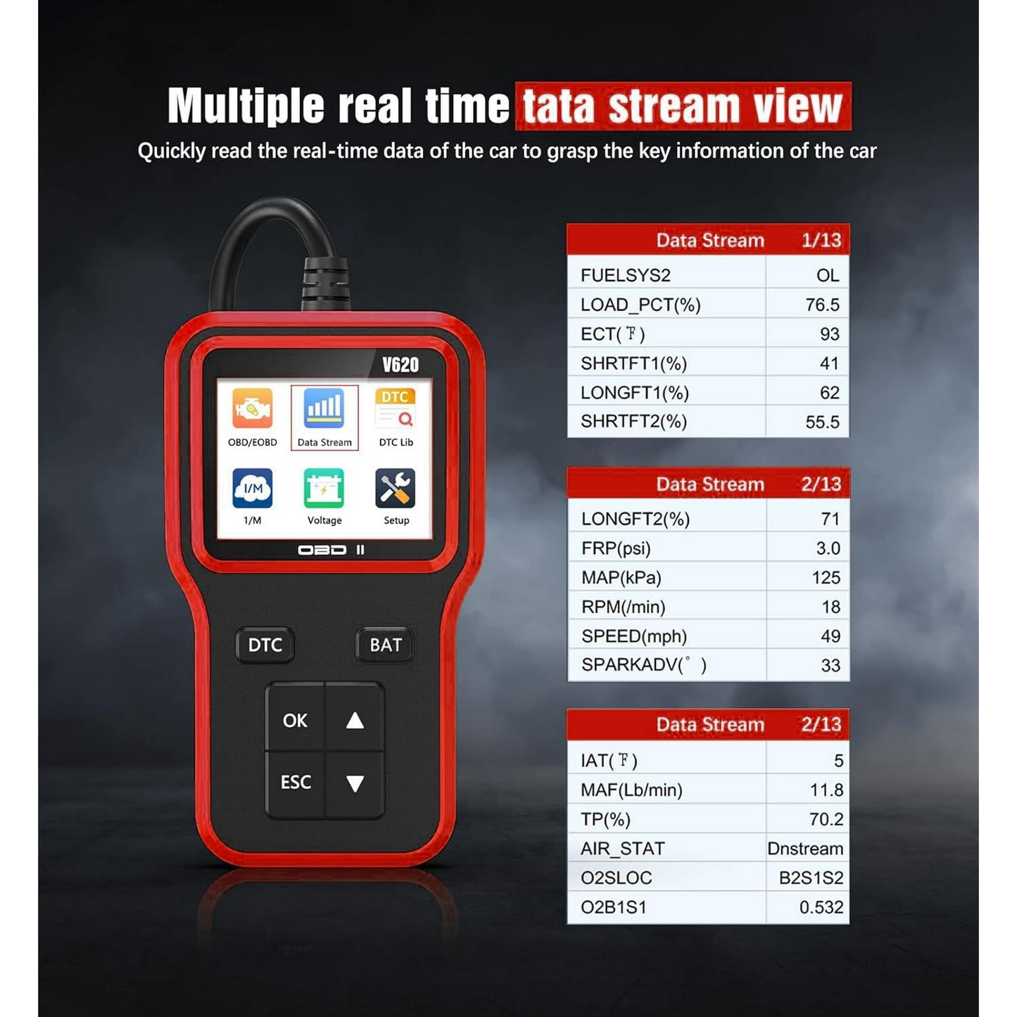 OBD2 Scanner with Upgrade Battery Tester - Diagnostic Tool for Cars That Check Engine Light & Emissions Readiness Read and Clears Vehicle Error Codes for All OBD II Protocol Vehicles Since 1996