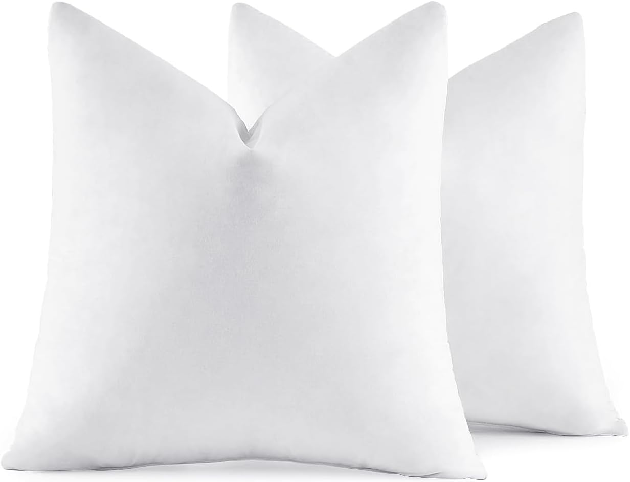 26x26 Euro Pillow Inserts,Set of 2 Down Feather Throw Pillows for Couch Sofa Bed, Decorative Fluffy Throw Pillow Inserts Cotton Fabric,White
