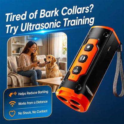 CICPAP Dog Bark Deterrent Device, 3 Sonic Heads Ultrasonic Anti Barking Device for Dogs, 50FT Range Rechargeable No Shock Dog Training Tool with Flashlight, Indoor Outdoor Bark Control