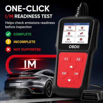OBD2 Scanner Diagnostic Tool, Check Engine Code Reader with Battery Voltage Test, Live Data, I/M Readiness for 1996+ Vehicles