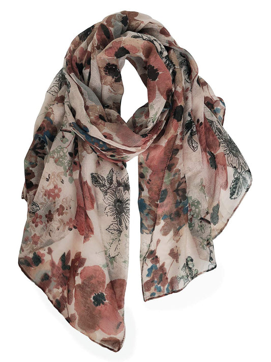 Lightweight Scarves Fashion Flowers Print Women Cotton Wrap Scarf Head Shawl Summer Gift