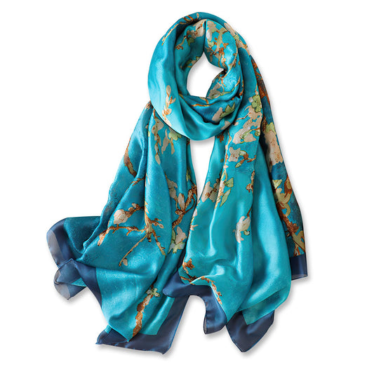 100% Large Silk Feeling Scarf-Women's Fashion Long Mulberry Silk Satin Neck Scarf Sunscreen Shawl Wrap Headscarf
