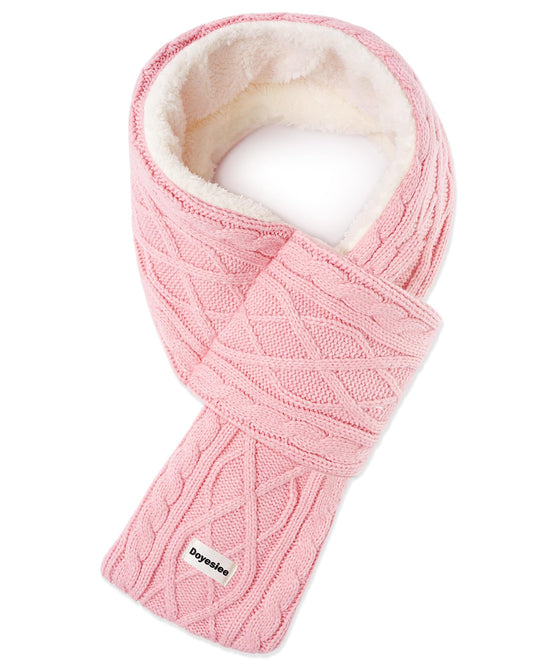 Kids Scarf for Girls Boys, Winter Long Fleece Lining Scarves Knitted Cross Tie Neck Warmer for Cold Weather