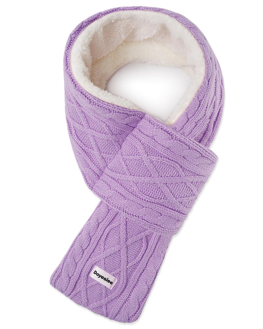 Kids Scarf for Girls Boys, Winter Long Fleece Plush Scarves Knitted Cross Tie Neck Warmer for Cold Weather
