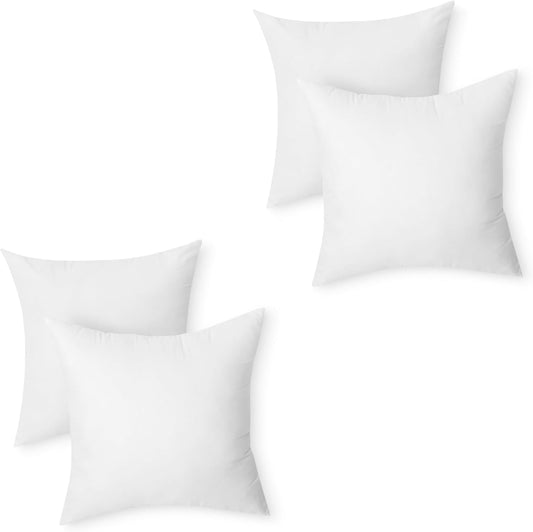 Square Hypoallergenic Pillow Insert, Down Alternative Fiberfill, Sofa Bed Couch Decorative Stuffer, 20, 4-Pack
