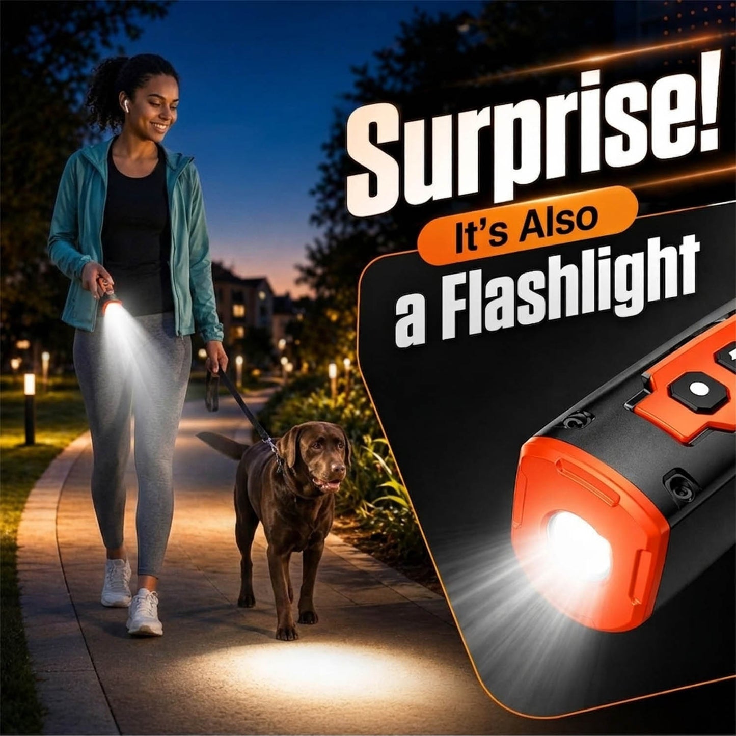 CICPAP Dog Bark Deterrent Device, 3 Sonic Heads Ultrasonic Anti Barking Device for Dogs, 50FT Range Rechargeable No Shock Dog Training Tool with Flashlight, Indoor Outdoor Bark Control
