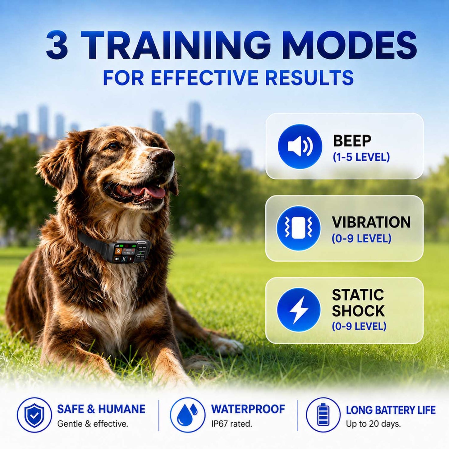 CICPAP GPS Wireless Dog Fence System, 49-6500 FT Circular and Custom-Shape Boundary, No Subscription, IP67 Waterproof Rechargeable Electric Fence Collar for 15-110 lb Dogs