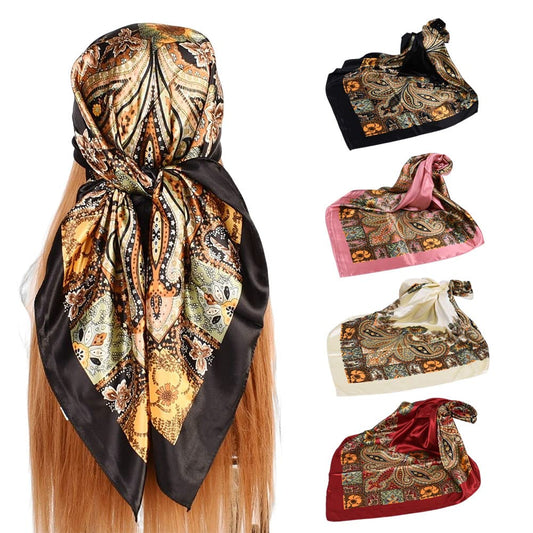 4Pcs Silk Head Scarves for Women Satin Hair Scarf 35¡±Large Square Bandana Silk Like Neck Scarf Shawl