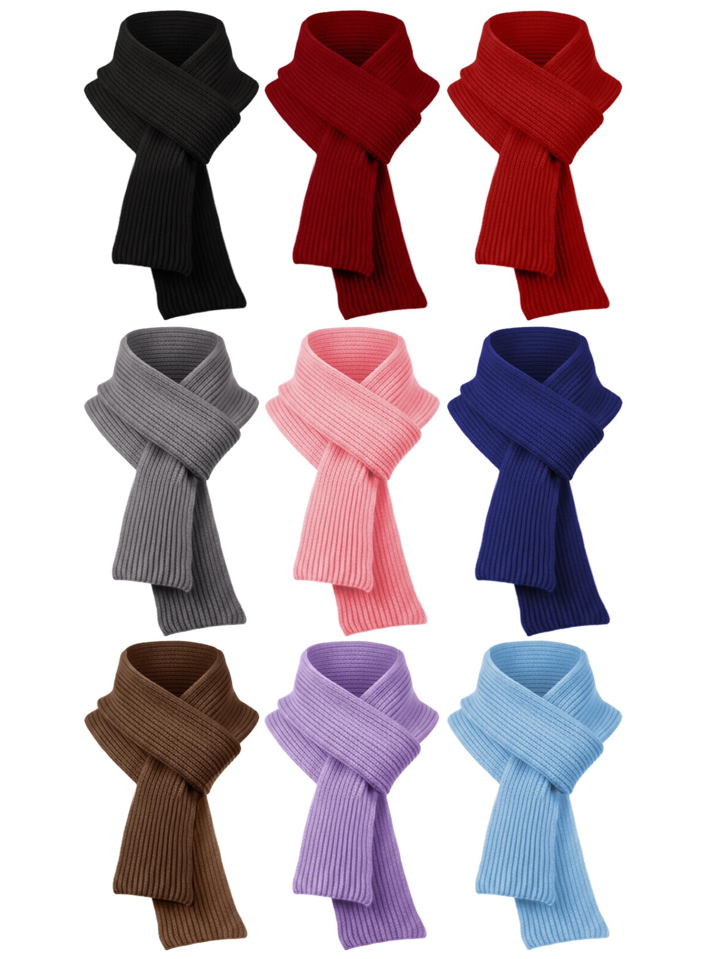 Kids Winter Warm Scarves Knit Solid Color Children Soft Neck Warmer Wrap Outdoor for Toddlers Boys Girls 5-10 Years