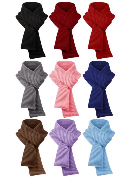 Kids Winter Warm Scarves Knit Solid Color Children Soft Neck Warmer Wrap Outdoor for Toddlers Boys Girls 5-10 Years