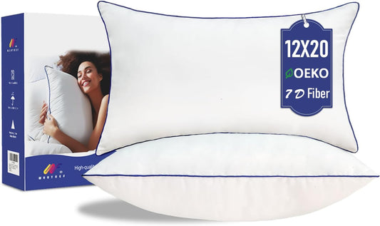 12x20 Pillow Insert Set of 2 ¨C Firm Lumbar Pillow Inserts, Rectangular Cushion Inserts, Hypoallergenic Virgin Microfiber Filling, Machine Washable