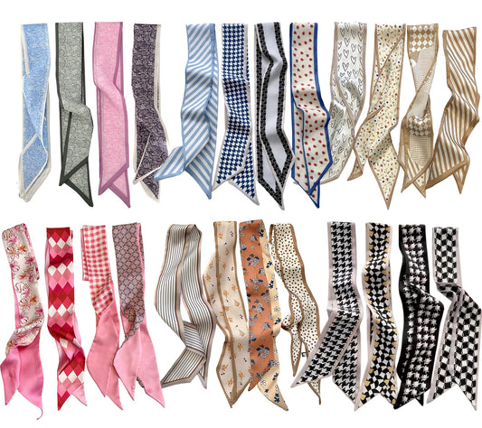 24PCS Fashion Scarves for Women Multifunctional Neck Scarves Purse Scarf Headbands for Bags Hair Accessories