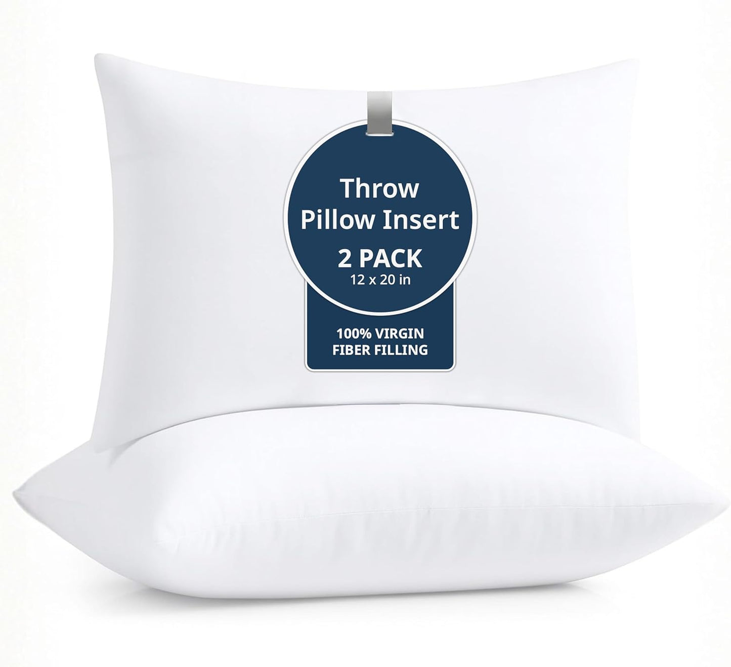 12x20 Pillow Insert - Pack of 2 White Decorative Pillows for Sofa Bed, Fluffy Pillow Inserts for Cushion Covers, Bed, Couch Pillows for Living Room