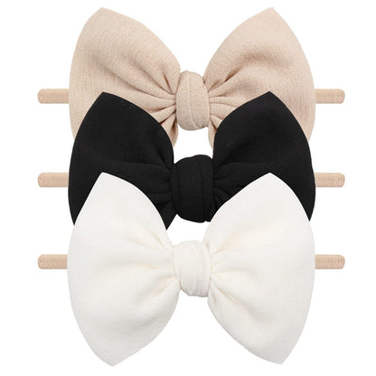 3 Pcs Soft Headbands Baby Girls Nylon Headband with Hair Bow Hairbands Hair Accessories for Newborn Infant Toddler Kids