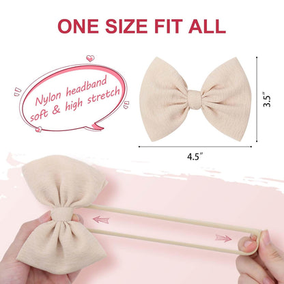 3 Pcs Soft Headbands Baby Girls Nylon Headband with Hair Bow Hairbands Hair Accessories for Newborn Infant Toddler Kids