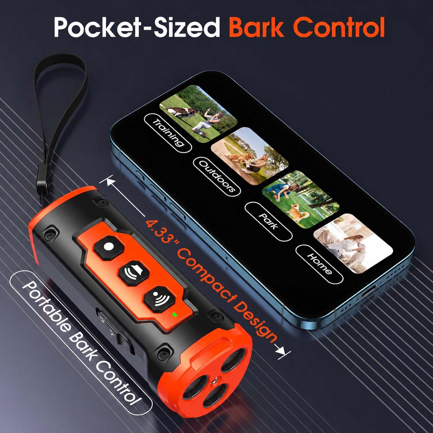 CICPAP Dog Bark Deterrent Device, 3 Sonic Heads Ultrasonic Anti Barking Device for Dogs, 50FT Range Rechargeable No Shock Dog Training Tool with Flashlight, Indoor Outdoor Bark Control