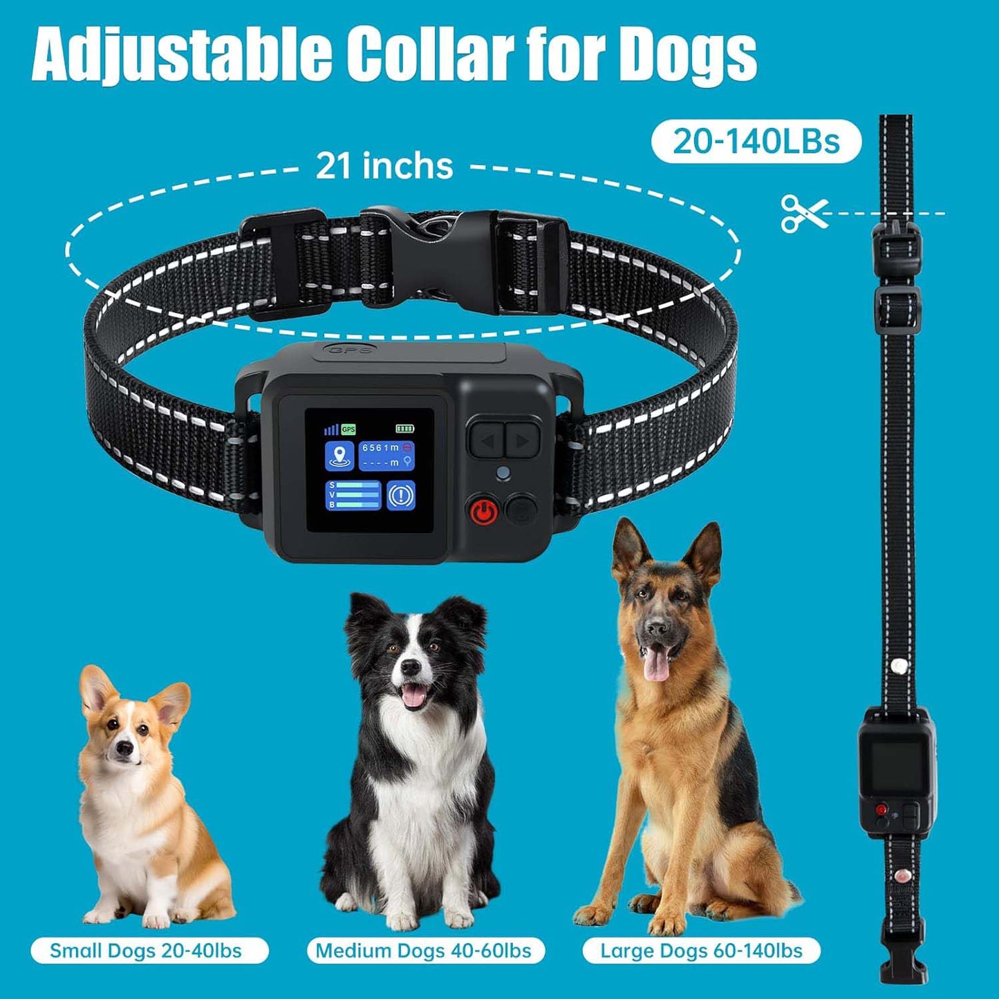 GPS Wireless Dog Fence System, CICPAP Electric Dog Collar Fence with Satellite GPS, Waterproof & Rechargeable, 3 Training Modes, 15~2200 Yards Range for Outdoor Pet Containment