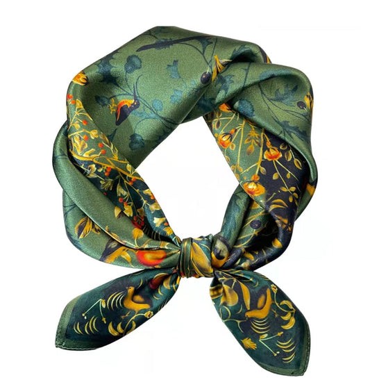 100% Mulberry Silk Square Scarf for Hair-25.6in X25.6'' Women Men Natural Silk Neckerchief Digital Printed Headscarf