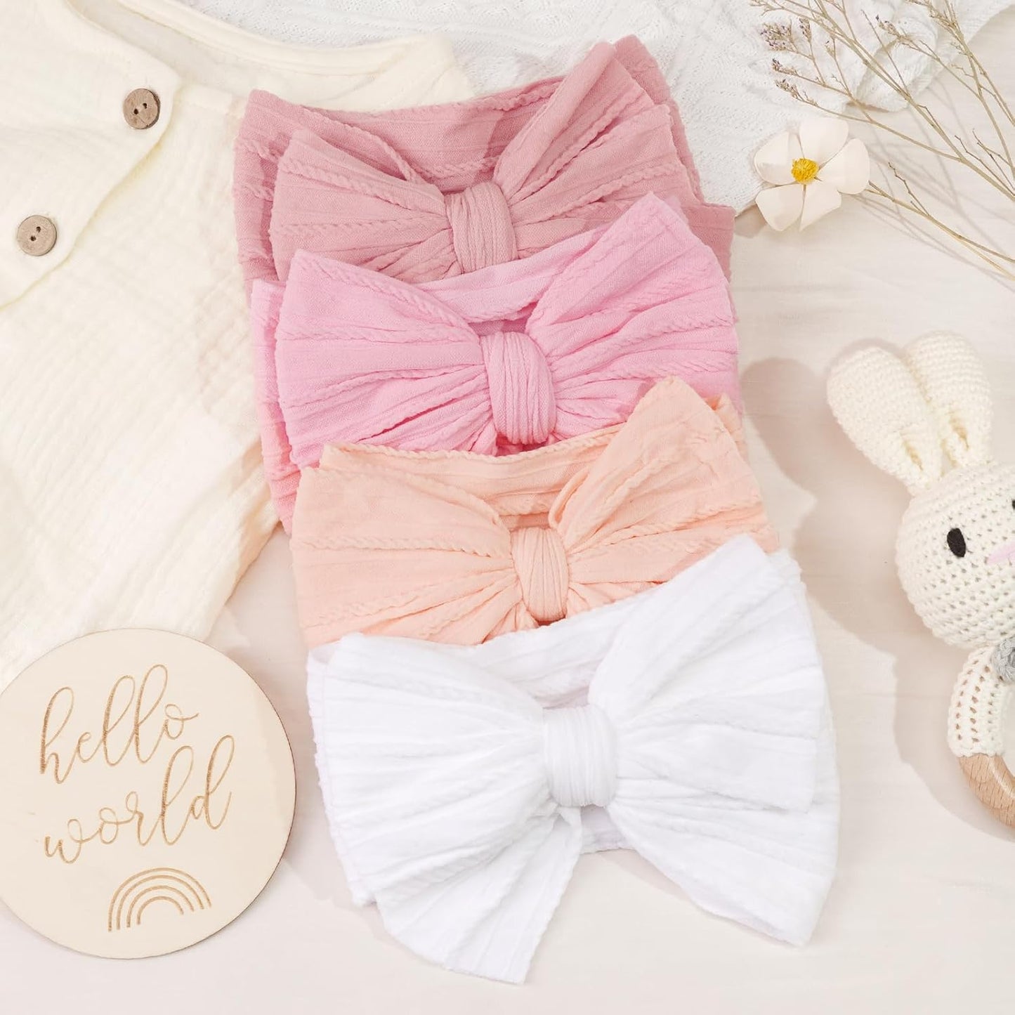 6 Pcs Baby Bows Headbands Nylon Hairbands Baby Girl Bows Hair Accessories for Newborn Infant Toddler Essentials (Classic Pink Series)