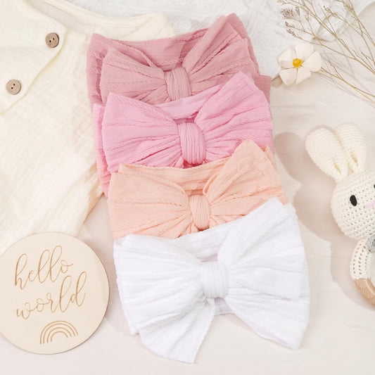 6 Pcs Baby Bows Headbands Nylon Hairbands Baby Girl Bows Hair Accessories for Newborn Infant Toddler Essentials (Classic Pink Series)