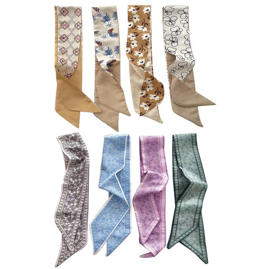 8Pcs Fashion Scarves for Women Bohemia Headbands Boho Satin Scarf for Bag Hair Accessories