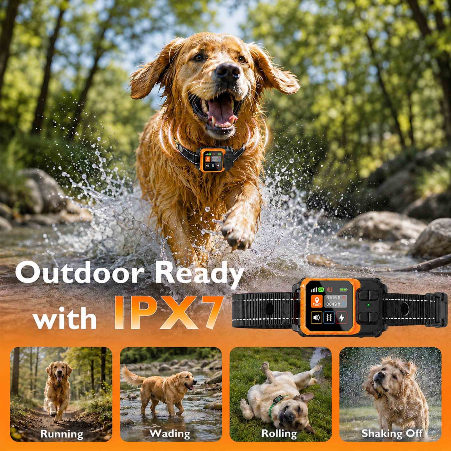 CICPAP GPS Wireless Dog Fence, Portable Custom and Circular Boundary System, 49-6500 FT Range, No Subscription, IP67 Waterproof Rechargeable Collar for 15-110 lb Dogs