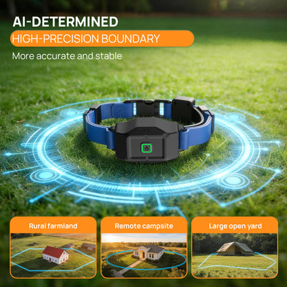 CICPAP GPS Dog Fence with Free App, No Subscription, 25–500 Yard Portable Invisible Fence & Training Collar, Beep Vibration Shock Modes, IP67 Waterproof Rechargeable Collar for Medium Large Dogs