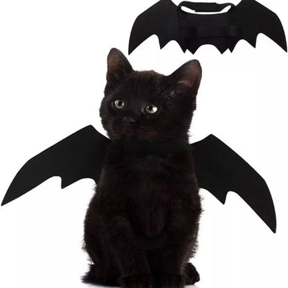 Halloween Bat Costume for Cats, Cute Halloween Decor, Adjustable Black Bat Wings Costume