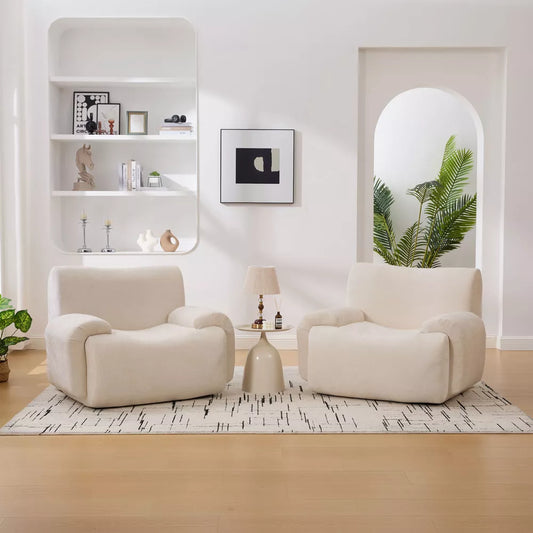 43" Wide Modern Oversized Chenille Accent Chair, Boneless Lounge Armchair with Deep Seat for Living Room, Bedroom, Apartment & Dorms, Beige