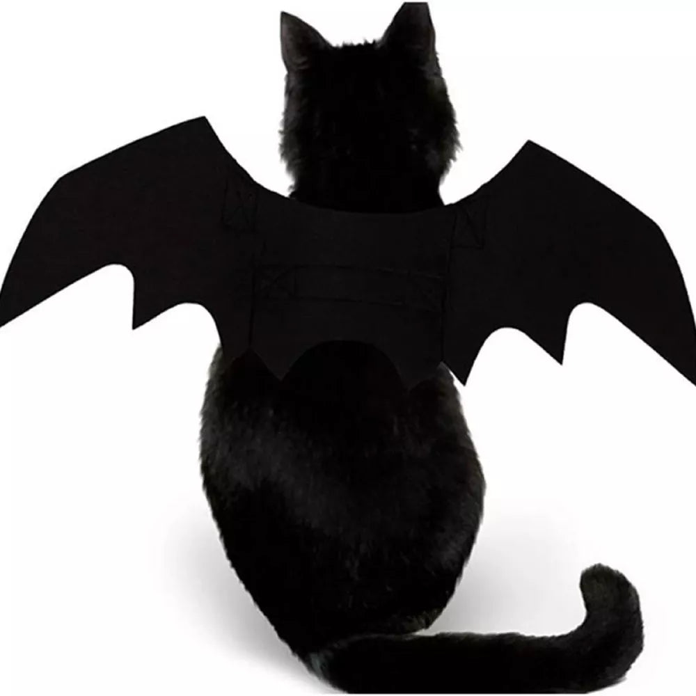 Halloween Bat Costume for Cats, Cute Halloween Decor, Adjustable Black Bat Wings Costume